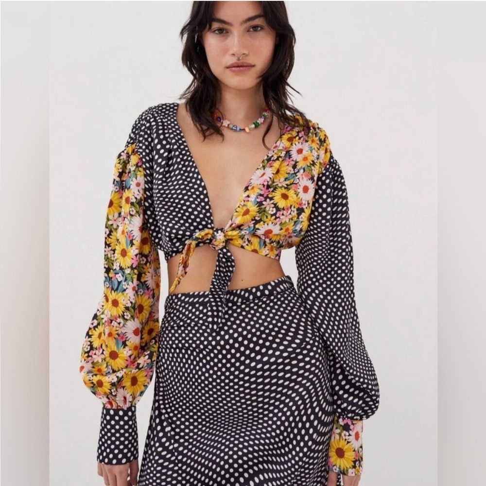 For Love and Lemons Anya Polka Dot Crop Top